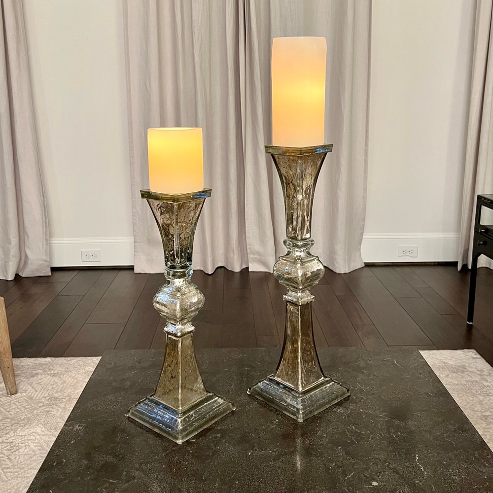 1 of 2 - Z Gallerie Mercury Glass Candle Candle Holders